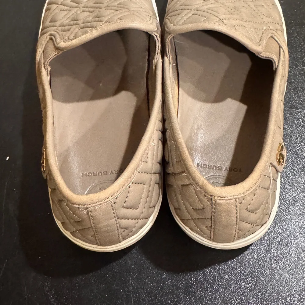 Tory Burch taupe Quilted Slip-On leather Sneakers